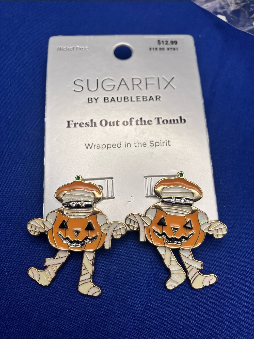 BaubleBar Orange & Cream Pumpkin Mummy Stud Earrings